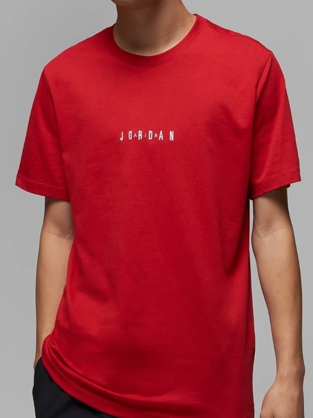 Jordan Red Crewneck Short Sleeve Tee with Center Logo Red